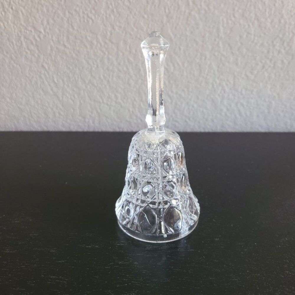 Federal Glass Windsor Bell Clear Pressed Cut Vintage 5" Diamond Pattern Ringing